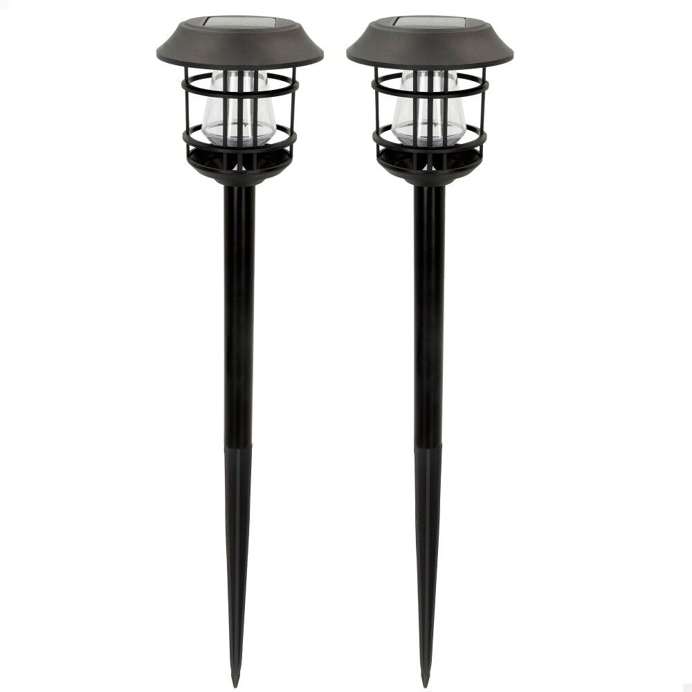 Pack 2 focos solares exterior luz LED cálida c/estaca para jardín Aktive