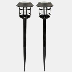 Pack de 2 holofotes solares exteriores com luz quente LED cestaca de jardim Aktive