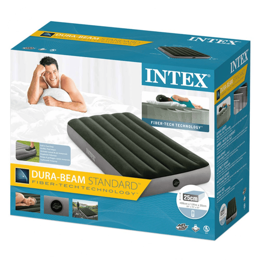Colchão insuflável 1 lugar com bomba de pé Fiber-Tech Downy INTEX