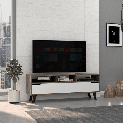 Gabinete de TV Oslo com prateleiras inferiores, 51 cm a x 39 cm p x 137 cm An, Bolsabranco