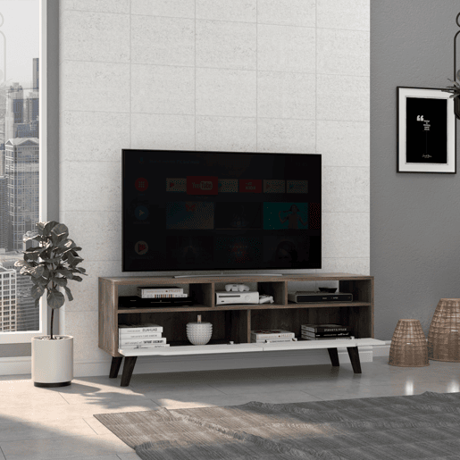 Gabinete de TV Oslo com prateleiras inferiores, 51 cm a x 39 cm p x 137 cm An, Bolsabranco