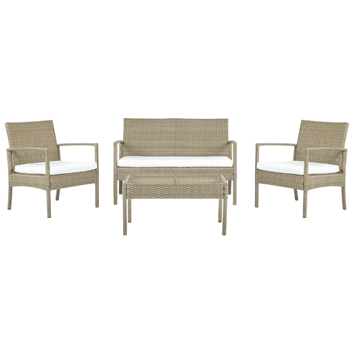 Conjunto de jardim em rattan com 4 lugares castanho claro MARSALA