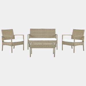 Conjunto de jardim em rattan com 4 lugares castanho claro MARSALA