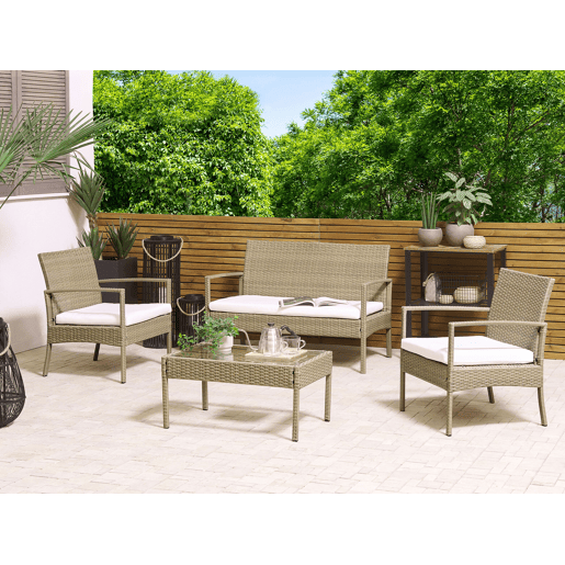 Conjunto de jardim em rattan com 4 lugares castanho claro MARSALA