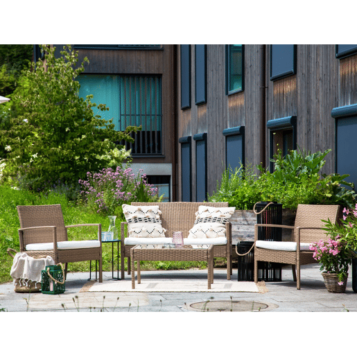 Conjunto de jardim em rattan com 4 lugares castanho claro MARSALA