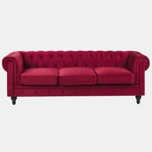 Sofá CHESTERFIELD Veludo Vermelho escuro 3 lugares