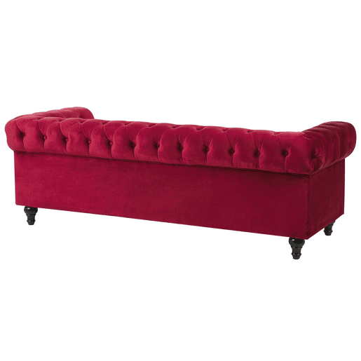Sofá CHESTERFIELD Veludo Vermelho escuro 3 lugares