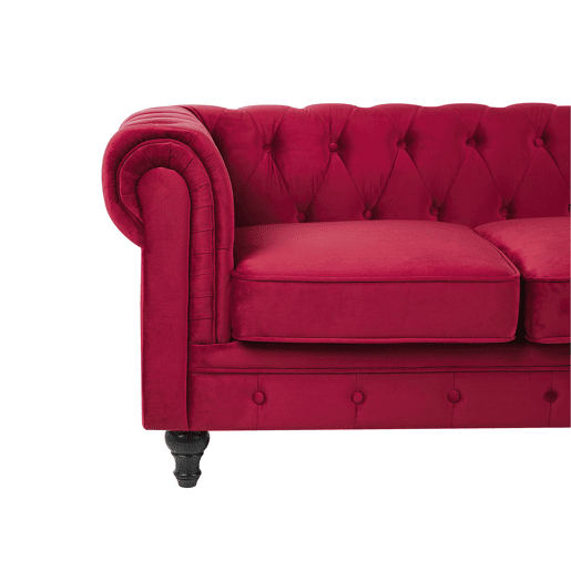 Sofá CHESTERFIELD Veludo Vermelho escuro 3 lugares