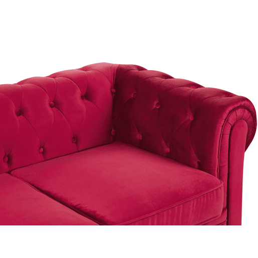 Sofá CHESTERFIELD Veludo Vermelho escuro 3 lugares
