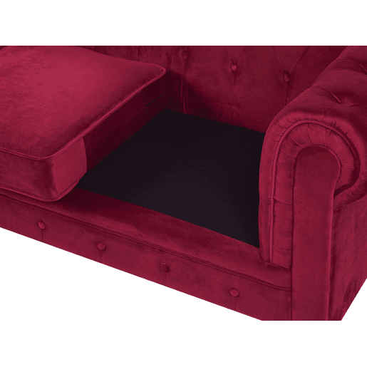 Sofá CHESTERFIELD Veludo Vermelho escuro 3 lugares