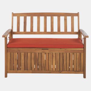 Bancos de jardim com almofadas SOVANA 120 cm com arrumação Madeira de acácia Vermelho