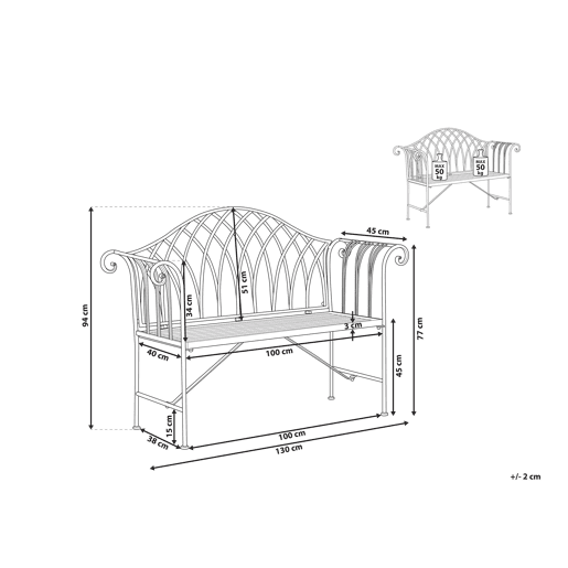 Banco de jardim MILAZZO 130 cm Metal Branco