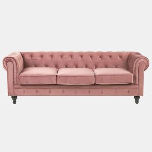 Sofá CHESTERFIELD Veludo Rosa 3 lugares