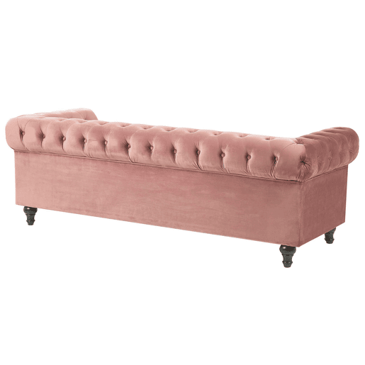 Sofá CHESTERFIELD Veludo Rosa 3 lugares