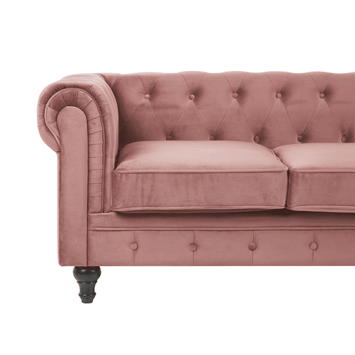Sofá CHESTERFIELD Veludo Rosa 3 lugares