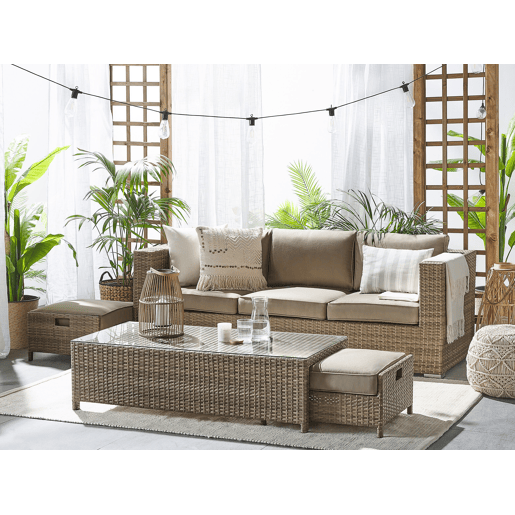Beliani Conjunto lounge Ratan sintético BELLUNO