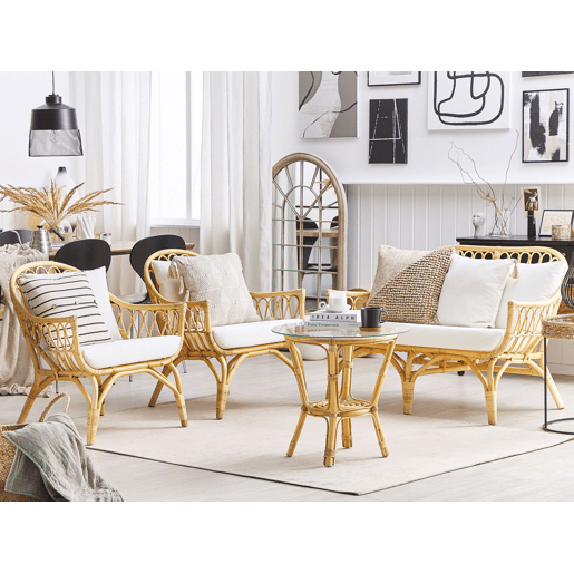 Conjunto de jardim com mesa 4 lugares SIBARI Rattan Natural