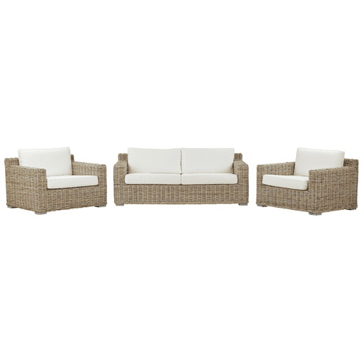 Conjunto de sofás de jardim 4 lugares ARDEA Rattan Castanho claro