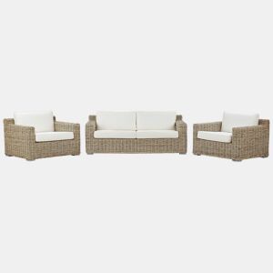 Conjunto de sofás de jardim 4 lugares ARDEA Rattan Castanho claro
