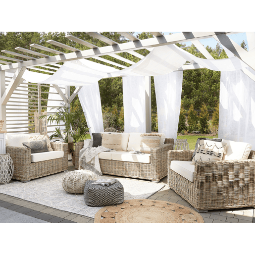 Conjunto de sofás de jardim 4 lugares ARDEA Rattan Castanho claro