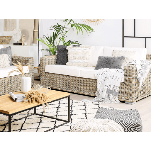 Conjunto de sofás de jardim 4 lugares ARDEA Rattan Castanho claro