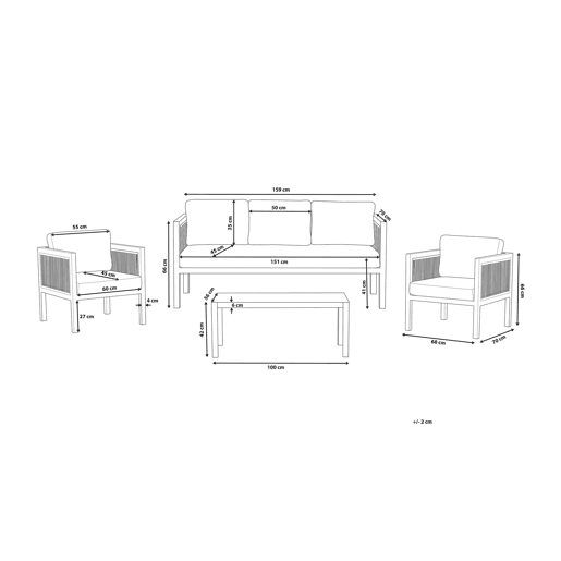 Conjunto de jardim com mesa 5 lugares BORELLO Metal Branco