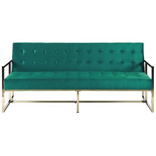 Sofá-cama MARSTAL Veludo Verde esmeralda 3 lugares