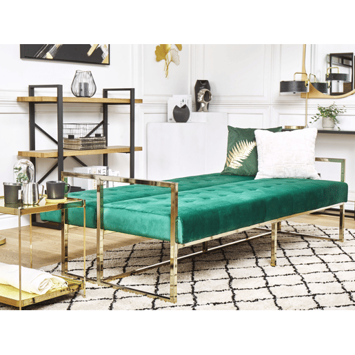 Sofá-cama MARSTAL Veludo Verde esmeralda 3 lugares