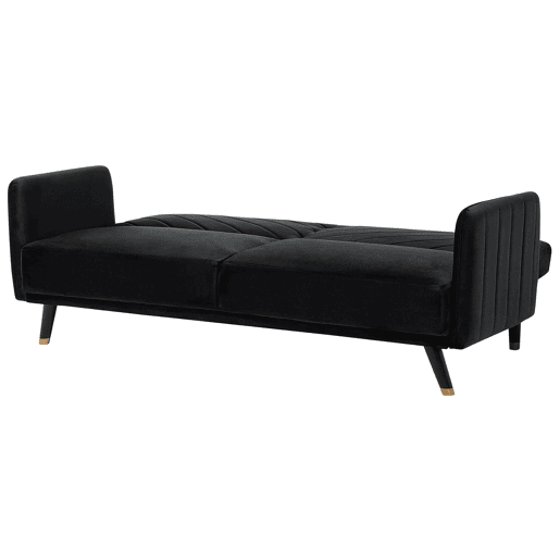 Sofá-cama SENJA Veludo Preto 3 lugares