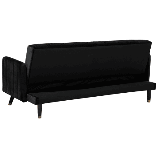 Sofá-cama SENJA Veludo Preto 3 lugares