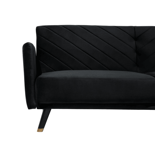 Sofá-cama SENJA Veludo Preto 3 lugares