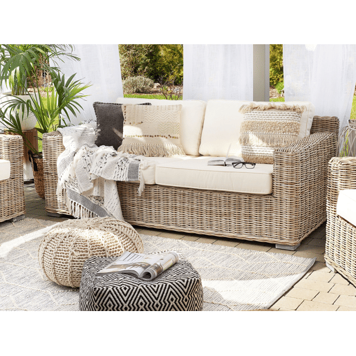 Sofá de jardim 2 lugares ARDEA Rattan Castanho claro