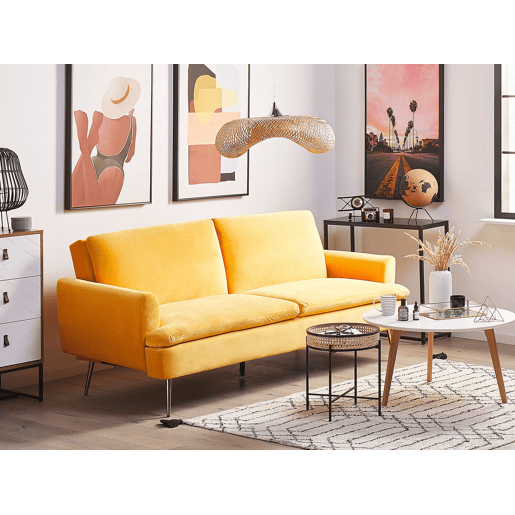 Sofá-cama VETTRE Veludo Amarelo 3 lugares