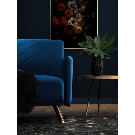 Sofá-cama SENJA Veludo Azul marinho 3 lugares