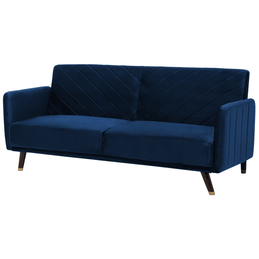 Sofá-cama SENJA Veludo Azul marinho 3 lugares