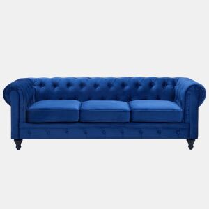 Sofá CHESTERFIELD Veludo Azul marinho 3 lugares