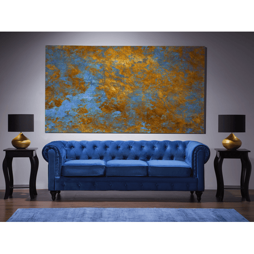 Sofá CHESTERFIELD Veludo Azul marinho 3 lugares