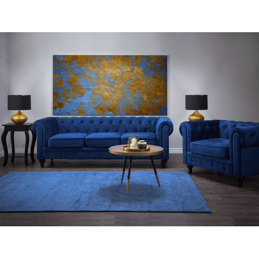 Sofá CHESTERFIELD Veludo Azul marinho 3 lugares
