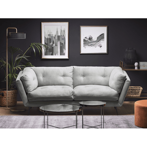 Sofá LENVIK Veludo Cinzento 3 lugares Sofá LENVIK Veludo Cinzento 3 lugares