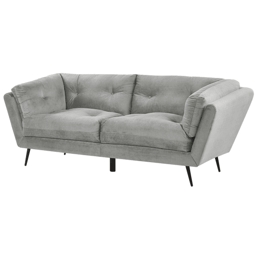 Sofá LENVIK Veludo Cinzento 3 lugares Sofá LENVIK Veludo Cinzento 3 lugares