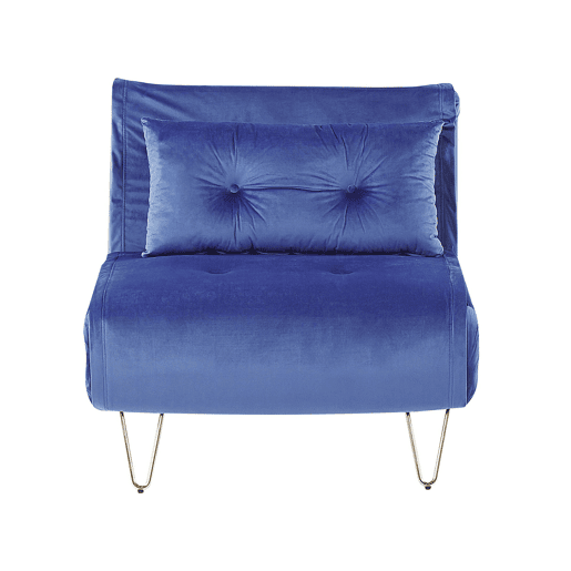 Sofá-cama individual VESTFOLD Veludo Azul marinho