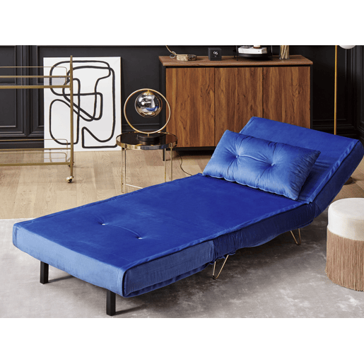 Sofá-cama individual VESTFOLD Veludo Azul marinho