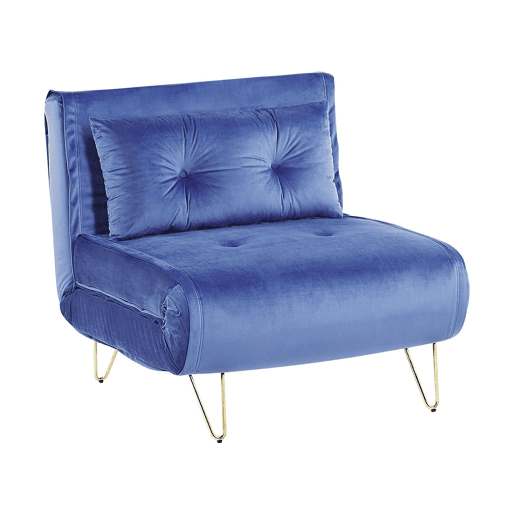 Sofá-cama individual VESTFOLD Veludo Azul marinho