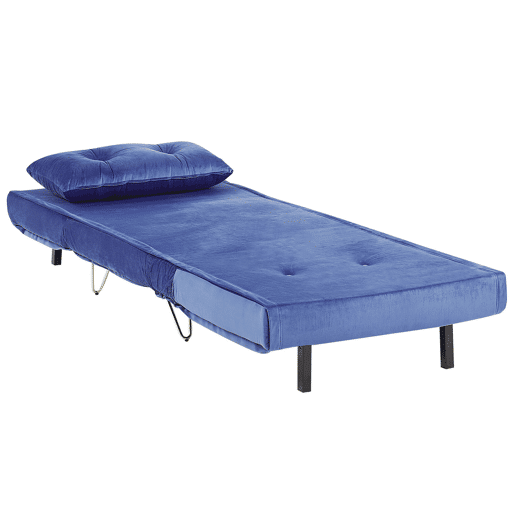 Sofá-cama individual VESTFOLD Veludo Azul marinho