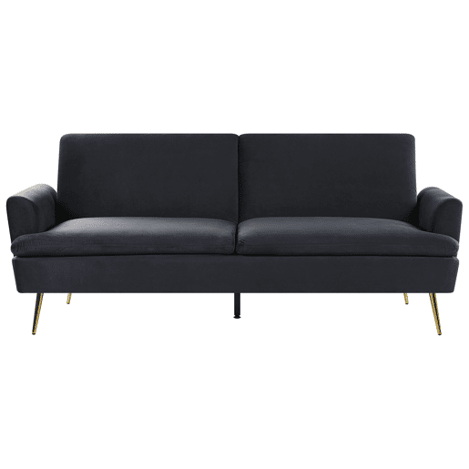 Sofá-cama VETTRE Veludo Preto 3 lugares