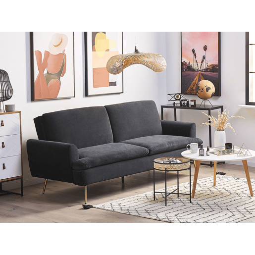 Sofá-cama VETTRE Veludo Preto 3 lugares