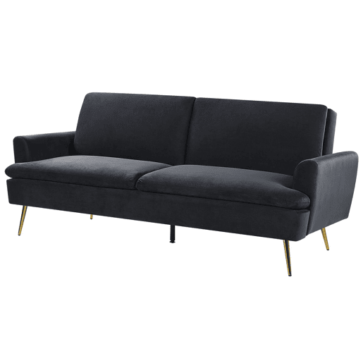 Sofá-cama VETTRE Veludo Preto 3 lugares