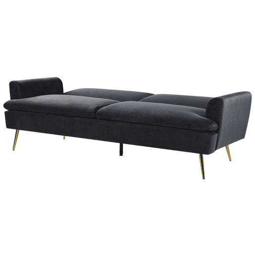 Sofá-cama VETTRE Veludo Preto 3 lugares