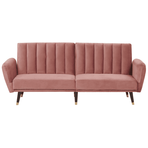 Sofá-cama VIMMERBY Veludo Rosa 3 lugares