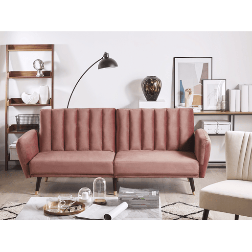 Sofá-cama VIMMERBY Veludo Rosa 3 lugares